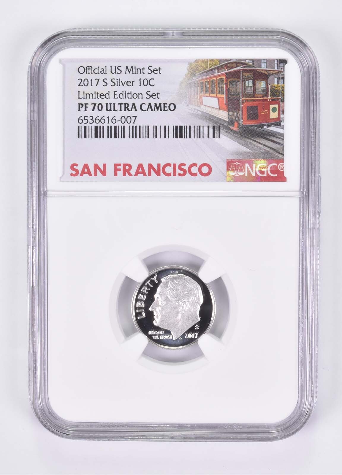 2017-S Silver PF70 Roosevelt Dime NGC Limited Edition San Fran Lbl