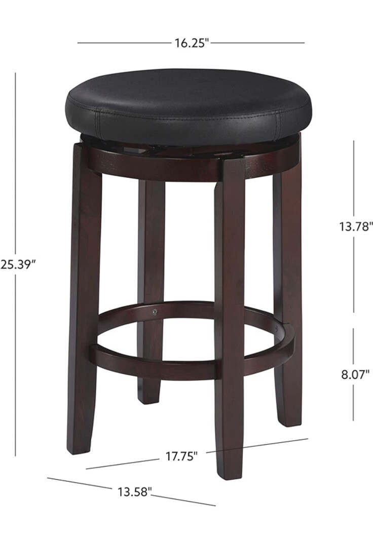 Linon Maya, 24", Black Counter Stool,