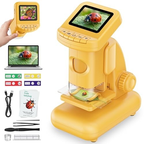1200X Microscope for Kids, 2 in 1 Handheld & Desktop Digital Microscope with...