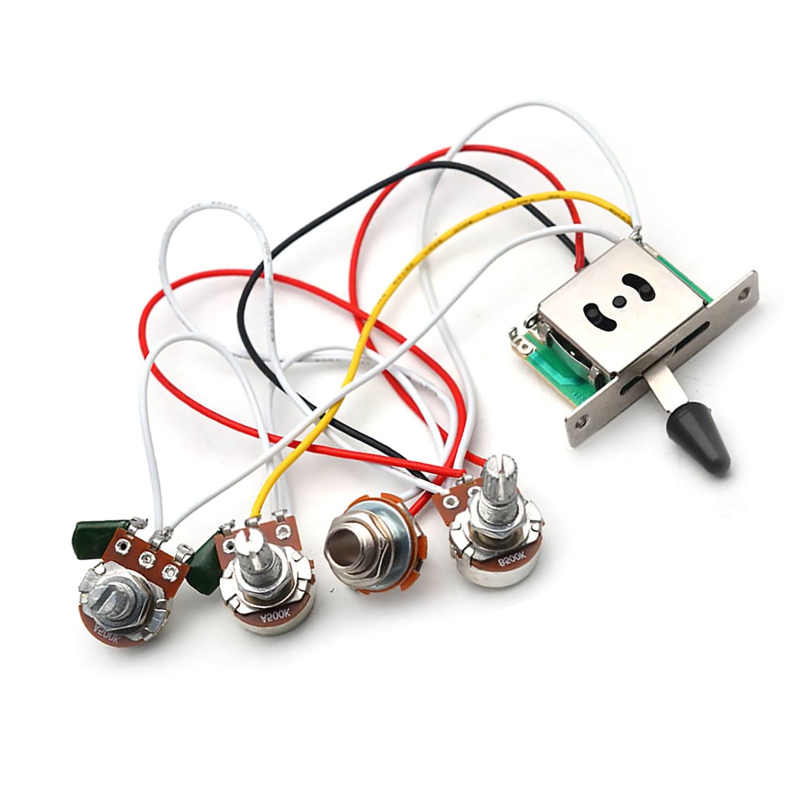 Electric Guitar Wiring Harness Kit 5 Way Toggle Switch 1 Volume 2 Tone 500K Pot