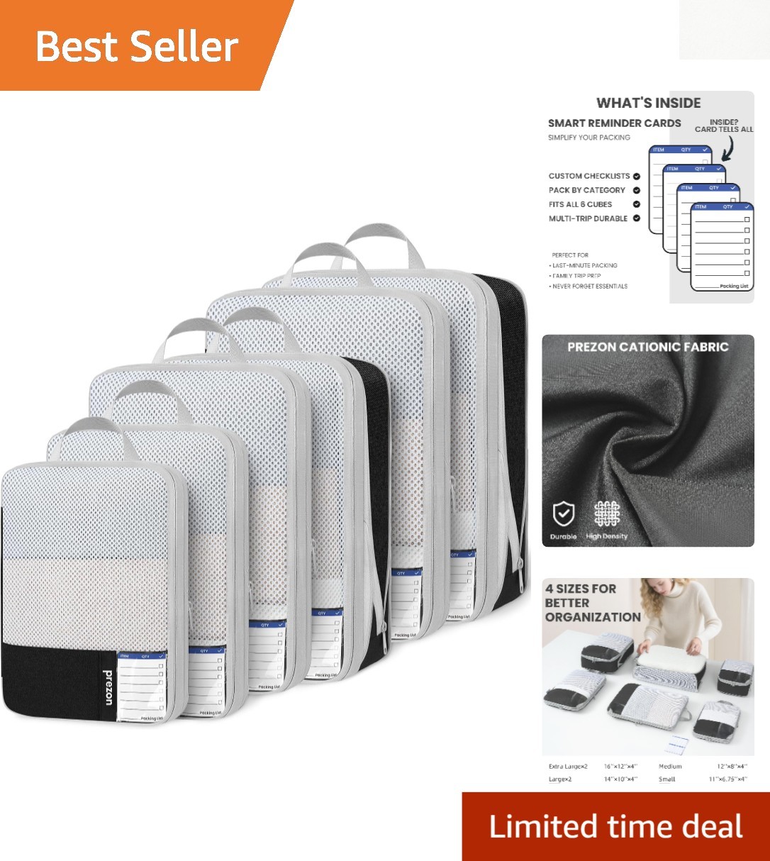 Durable Travel Packing Cubes - 6-Piece Set for Effortless Packing Efficiency