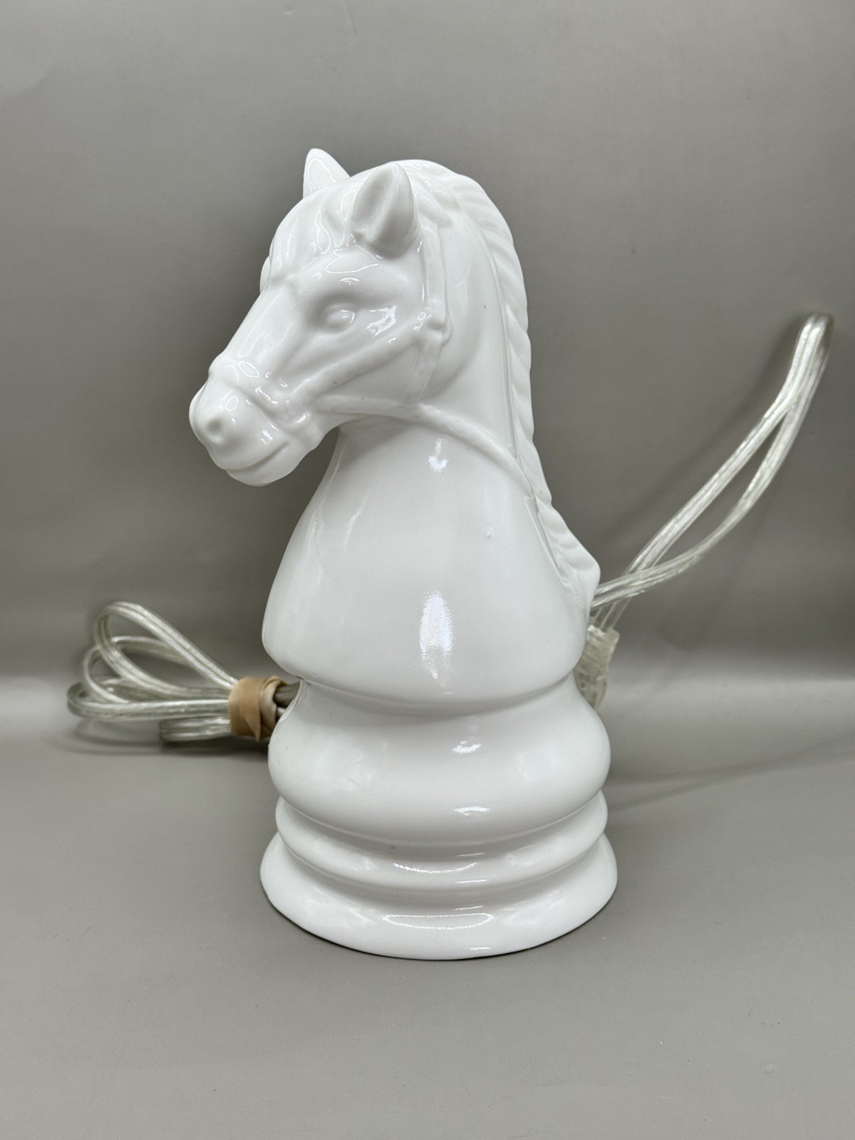 Horse White Knight Ceramic Chess Piece Night Light Accent Lamp