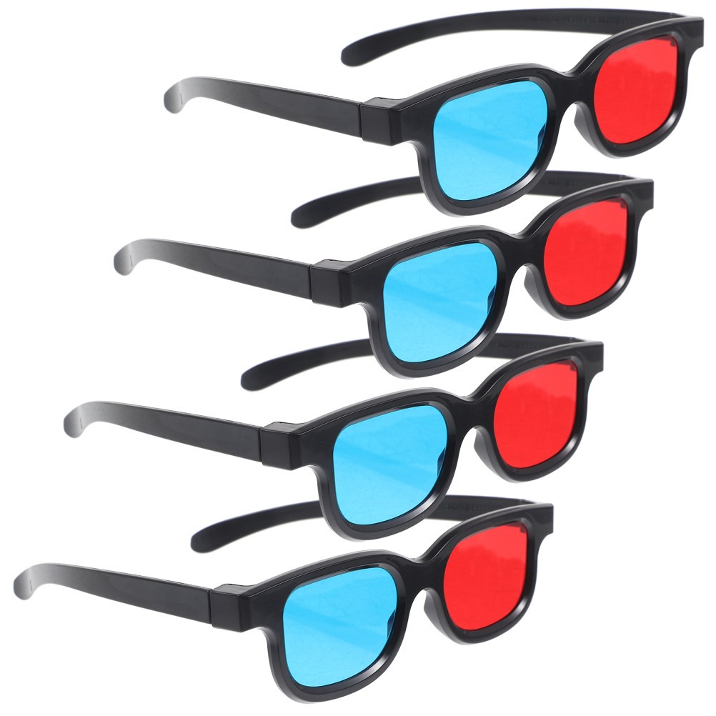 4Pcs Durable 3D Viewing Glasses for TV Projector Movie Theater Assorted Colors