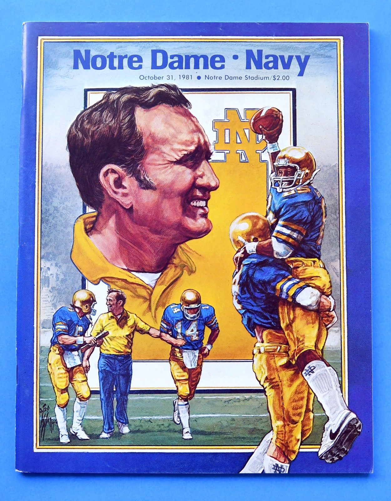1981 Notre Dame Fighting Irish vs Navy Midshipmen Football Program. Gerry Faust.