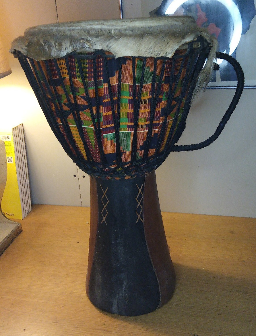 Djembe Handmade 23" Tall Carved Wooden African Indian Drum 13" Wide Hide Head
