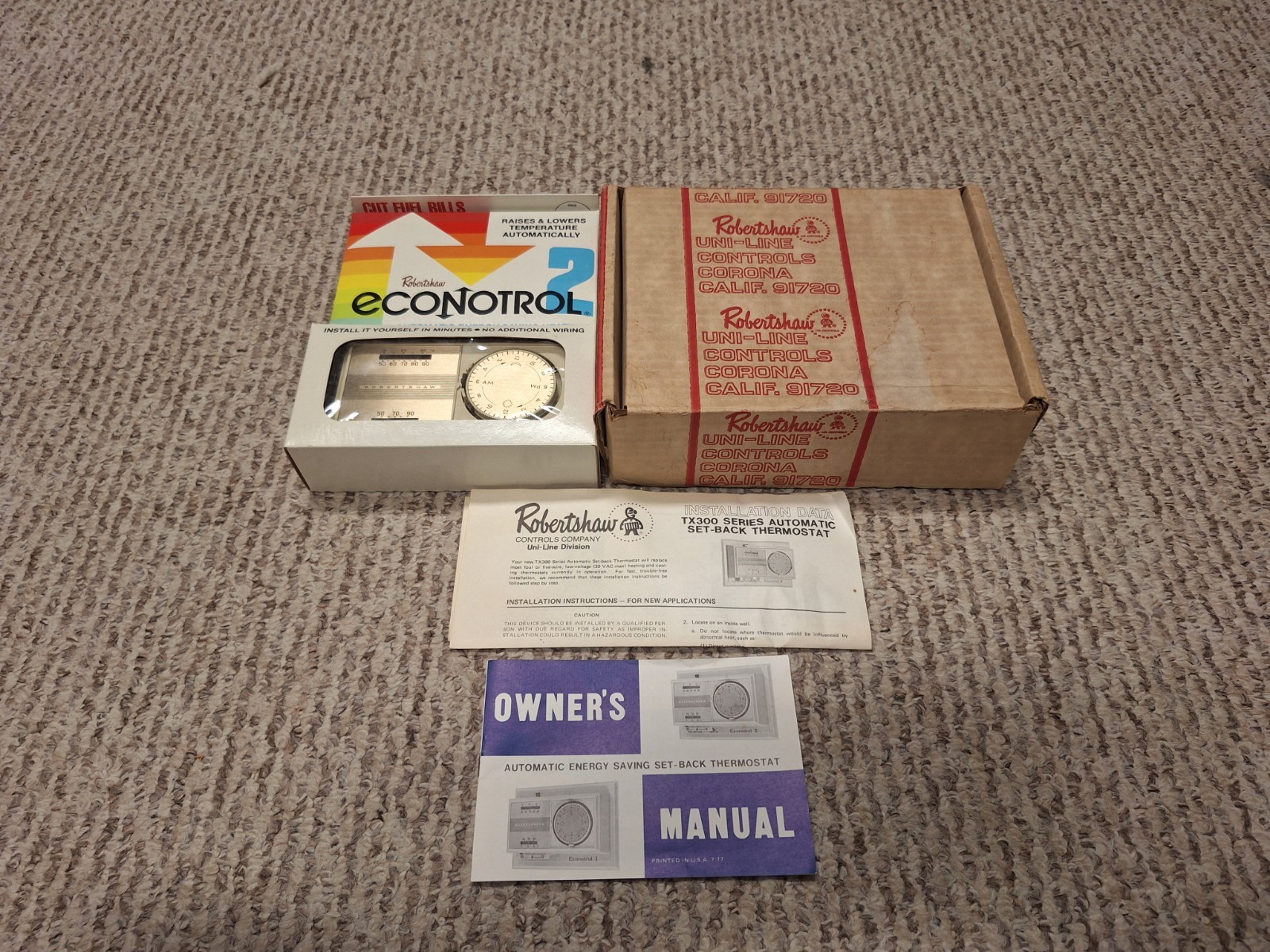 ROBERT SHAW VINTAGE Uniline Econtrol THERMOSTAT MODEL TX300 New