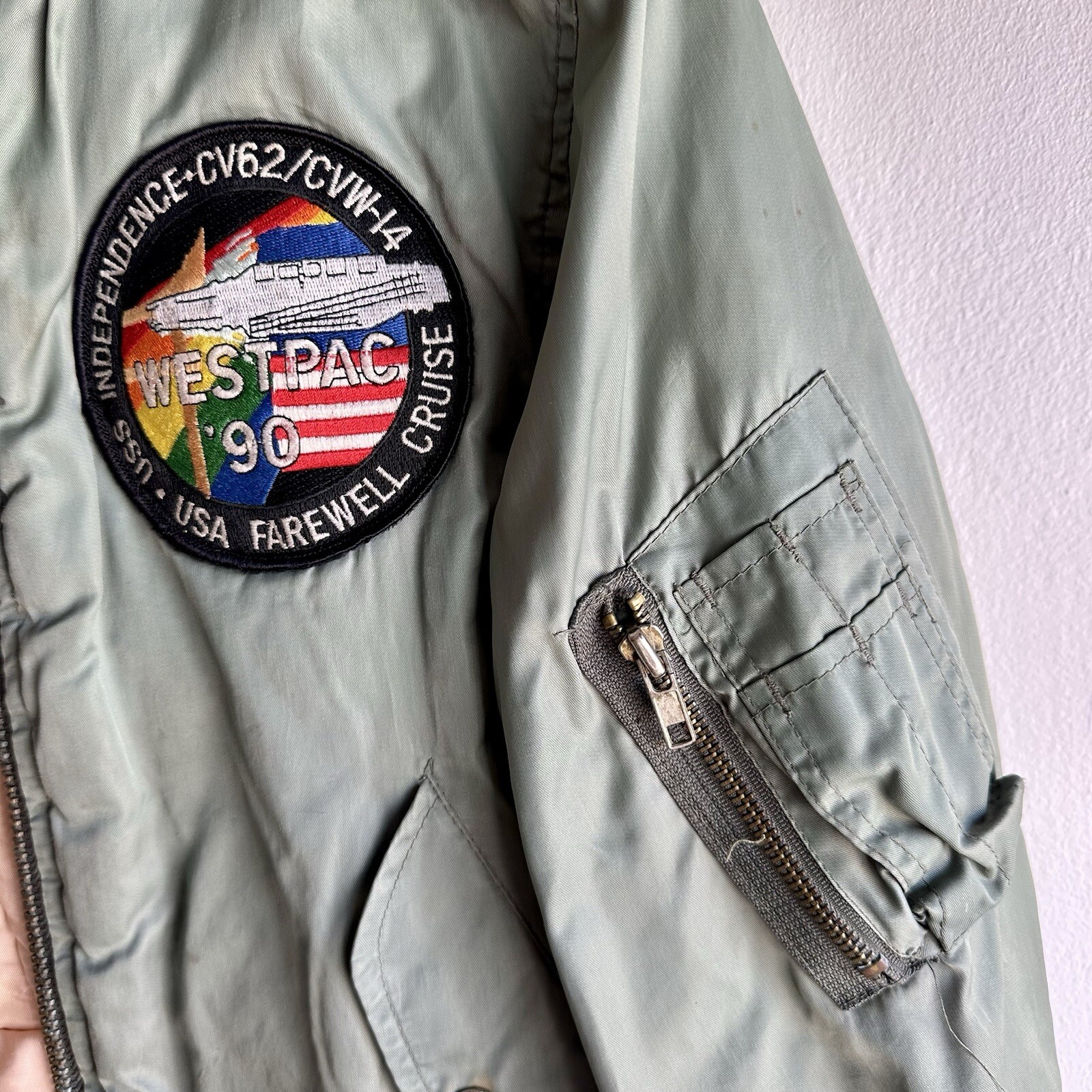 Desert Storm Patched Souvenir Flight Jacket Pilot Original Nylon