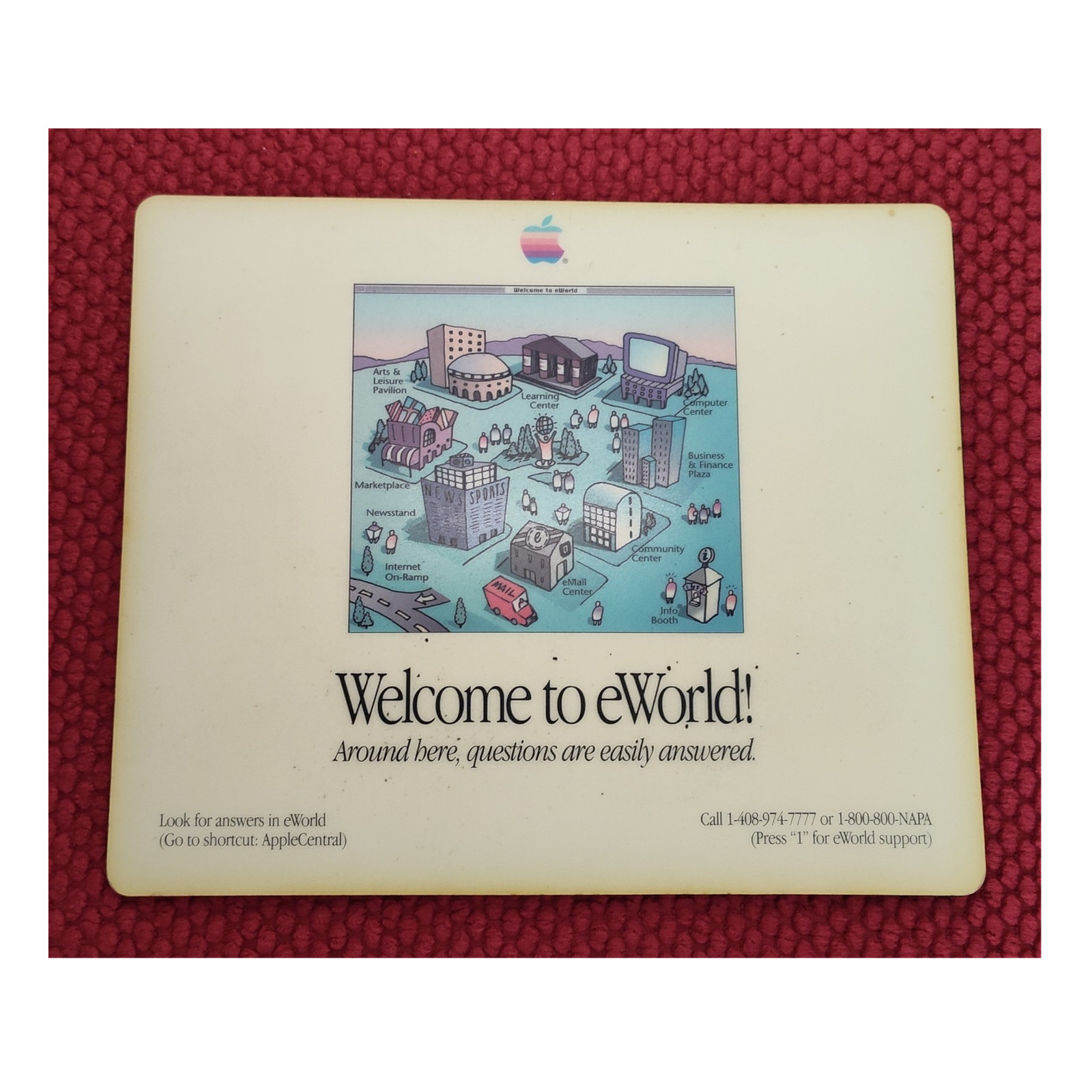 Vintage 1994 Apple eWorld Mousepad Mac OS System 7 Cyber Street Tech Collectible