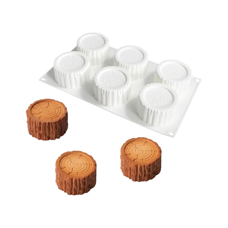 6 Cavity Tree Stump Silicone Mousse Cake Moulds Chocolate Baking Mould Kitchen