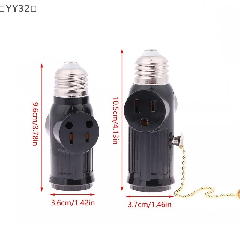 E26 Light Socket to Plug Adapter 2/3 Prong Light Bulb Outlet Socket Adapter