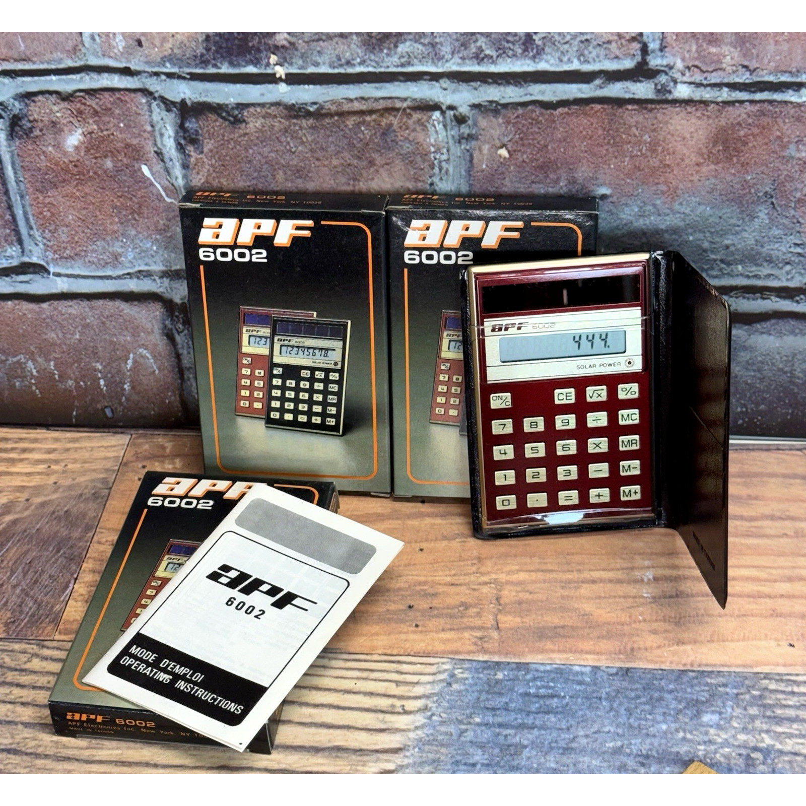 Set of 3 APF 6002 Slimline Card Credit Sized Solar Calculator Vintage New in Box