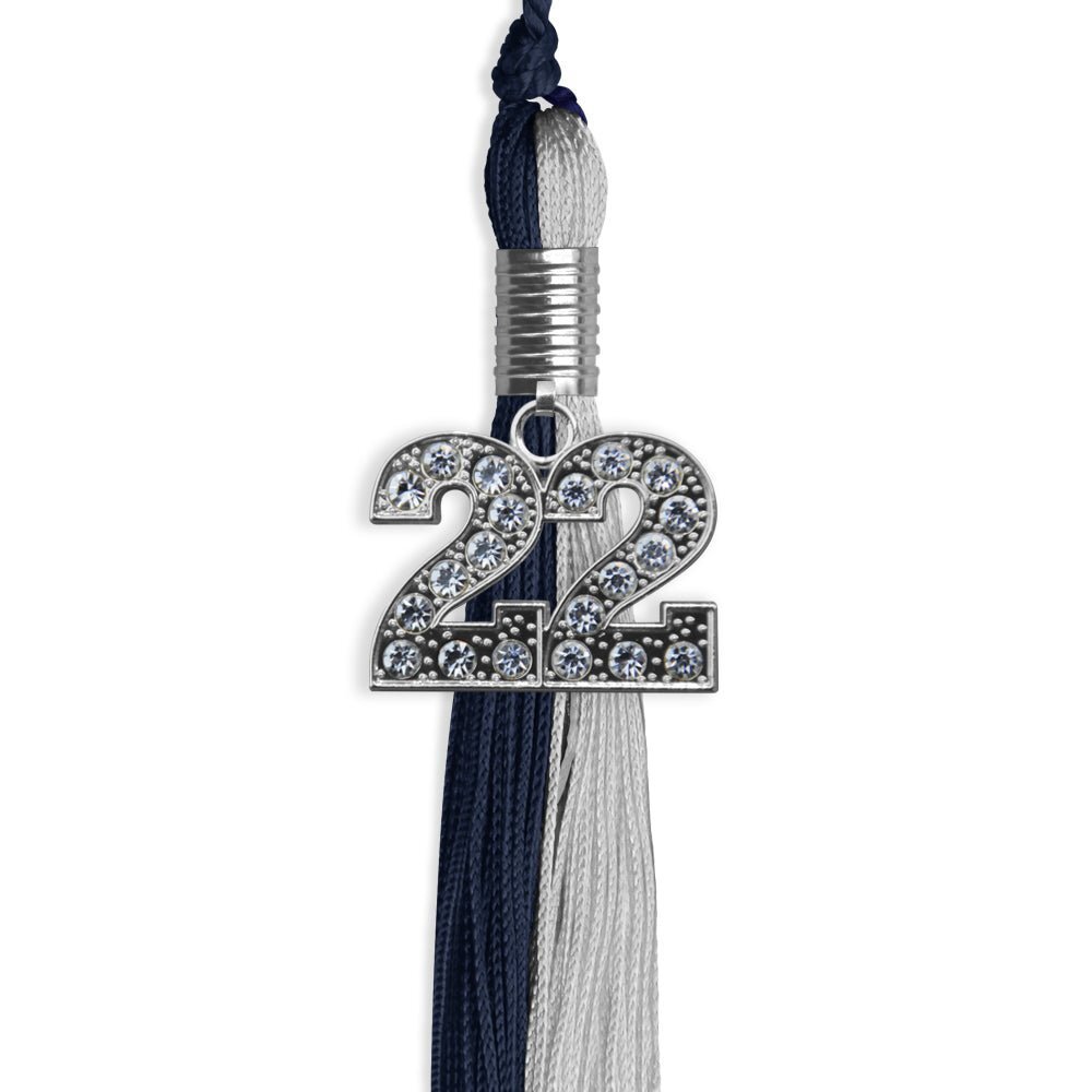 Endea Graduation Dark Navy Blue/Grey Tassel With Silver Date Drop