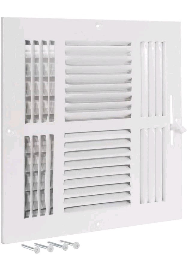 EZ-FLO 10 x 10 Inch (Duct Opening) Air Vent Cover for Wall or Ceiling, Four-Way