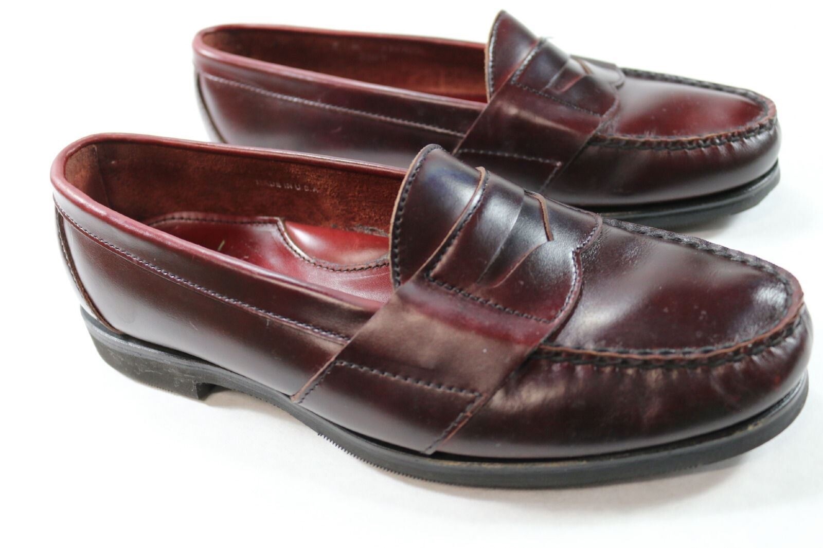 Mens LB Evans Leather Burgundy Penny Loafers 9 D A036