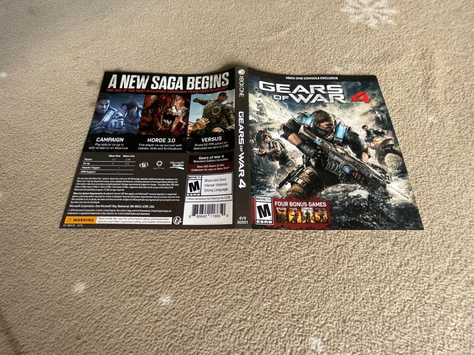 Original Cover Art Only - Xbox One - Gears of War 4