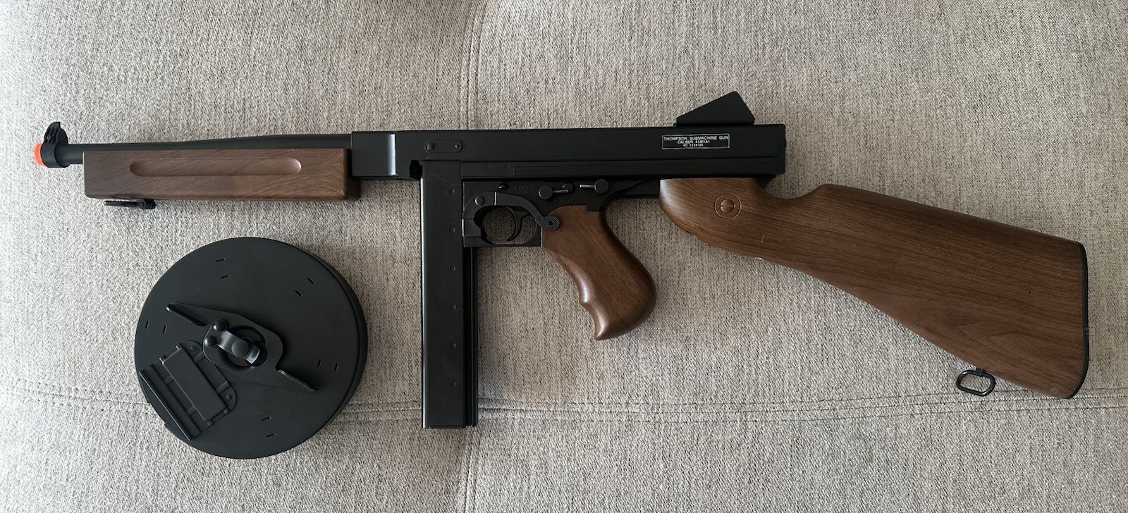 Thompson U.S. Model 1928 Electric Airsoft Rifle Drum Magazine Wood-Style