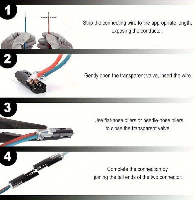 50 PCS Double-Wire Plug-in Connector with Locking Buckle, Pluggable Connectors