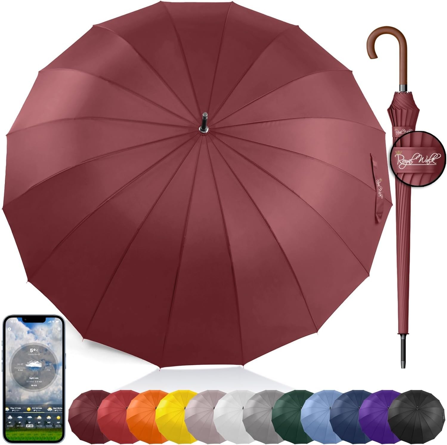 New Best Royal Walk Large Umbrella for 2 Persons - 54 Inch Automatic Open Wind