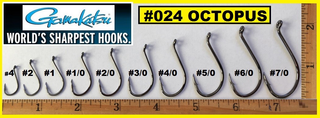 GAMAKATSU #024 OCTOPUS NSB VALUE PACK 25 HOOKS! NEW! PICK YOUR SIZE!