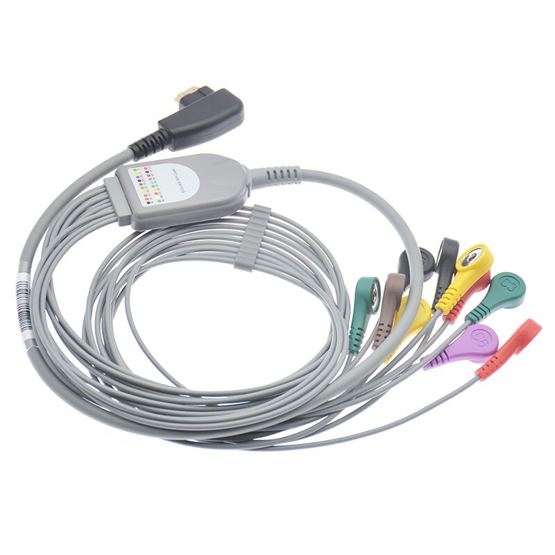 19-pin ECG Holter Patient Cable 10-Lead Snap Compatible DMS300-3/4A 24H Recorder
