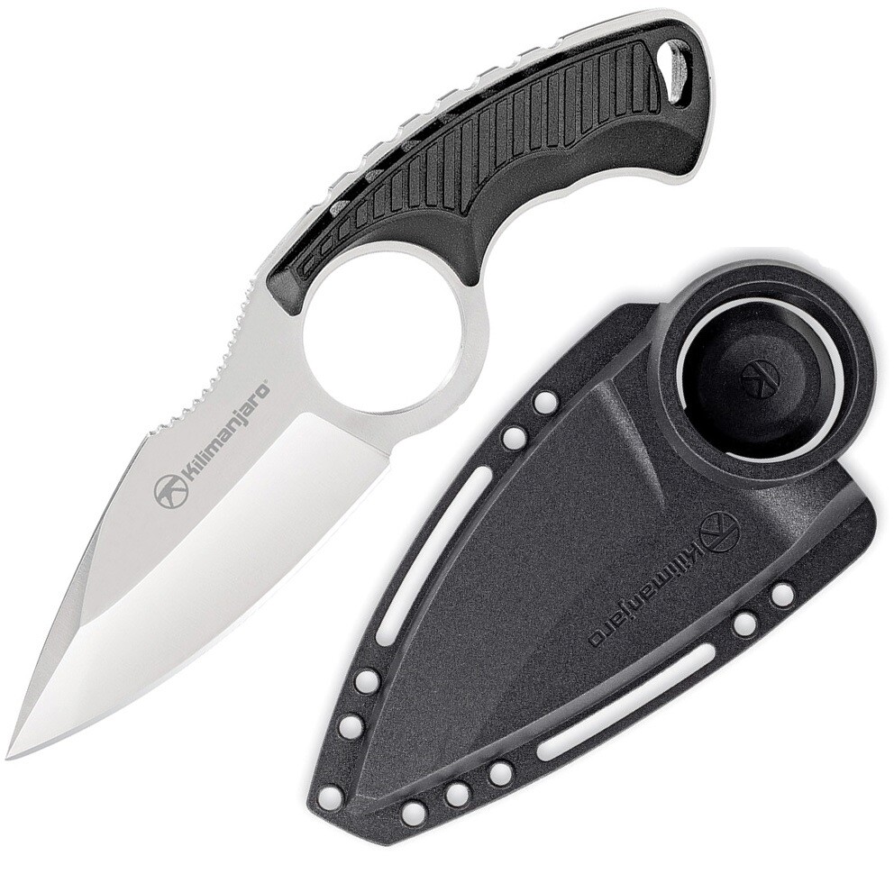 Kilimanjaro Fixed Knife 3" 8Cr13MoV Steel Full Blade Black Rubberized Handle