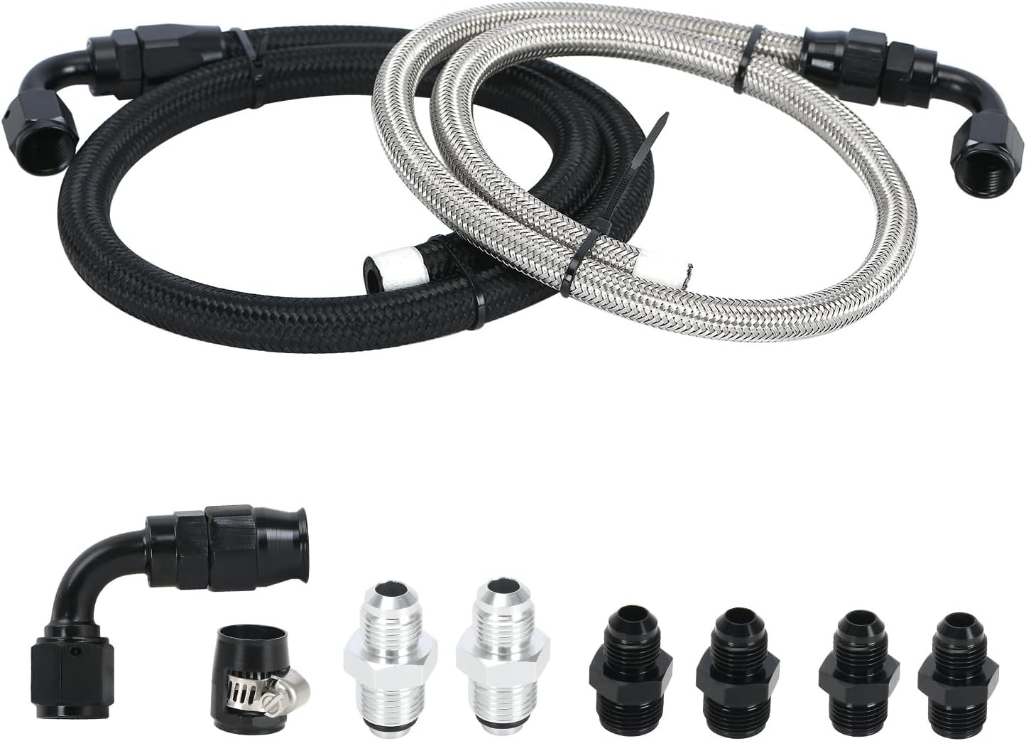 25Inch 6AN Power Steering Pump Hose Kit Compatible with Chevy C10 LS Swap Connec