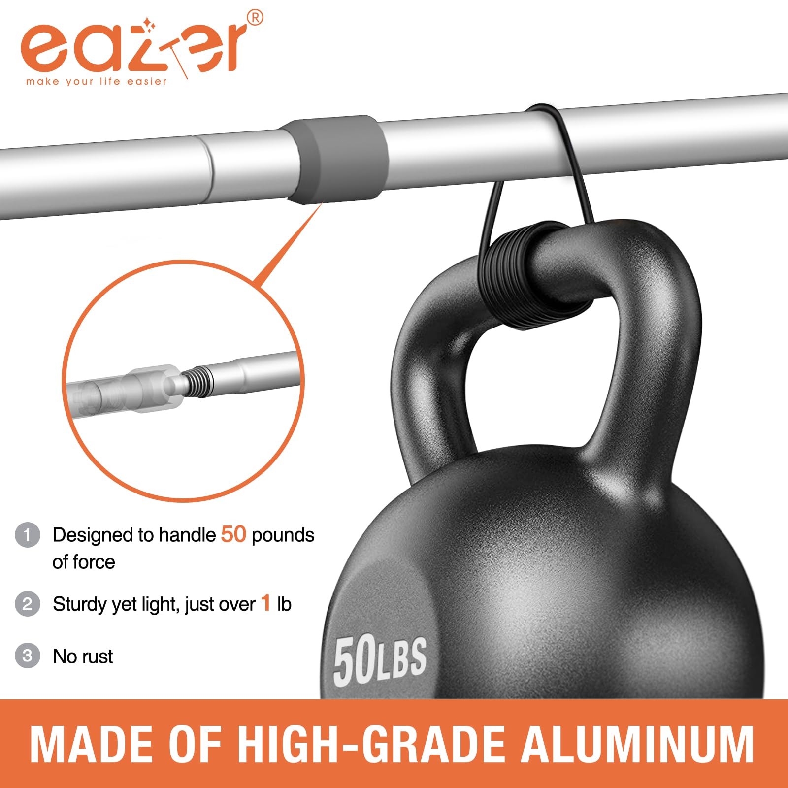 Eazer 2-in-1 Window Cleaner Tool, 64'' Squeegee for 64inch, Orange