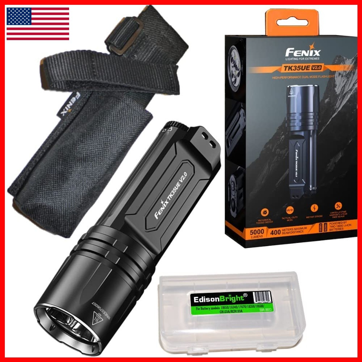 Fenix TK35UE V2.0 5000 Lumen LED Tactical Flashlight w/ Case