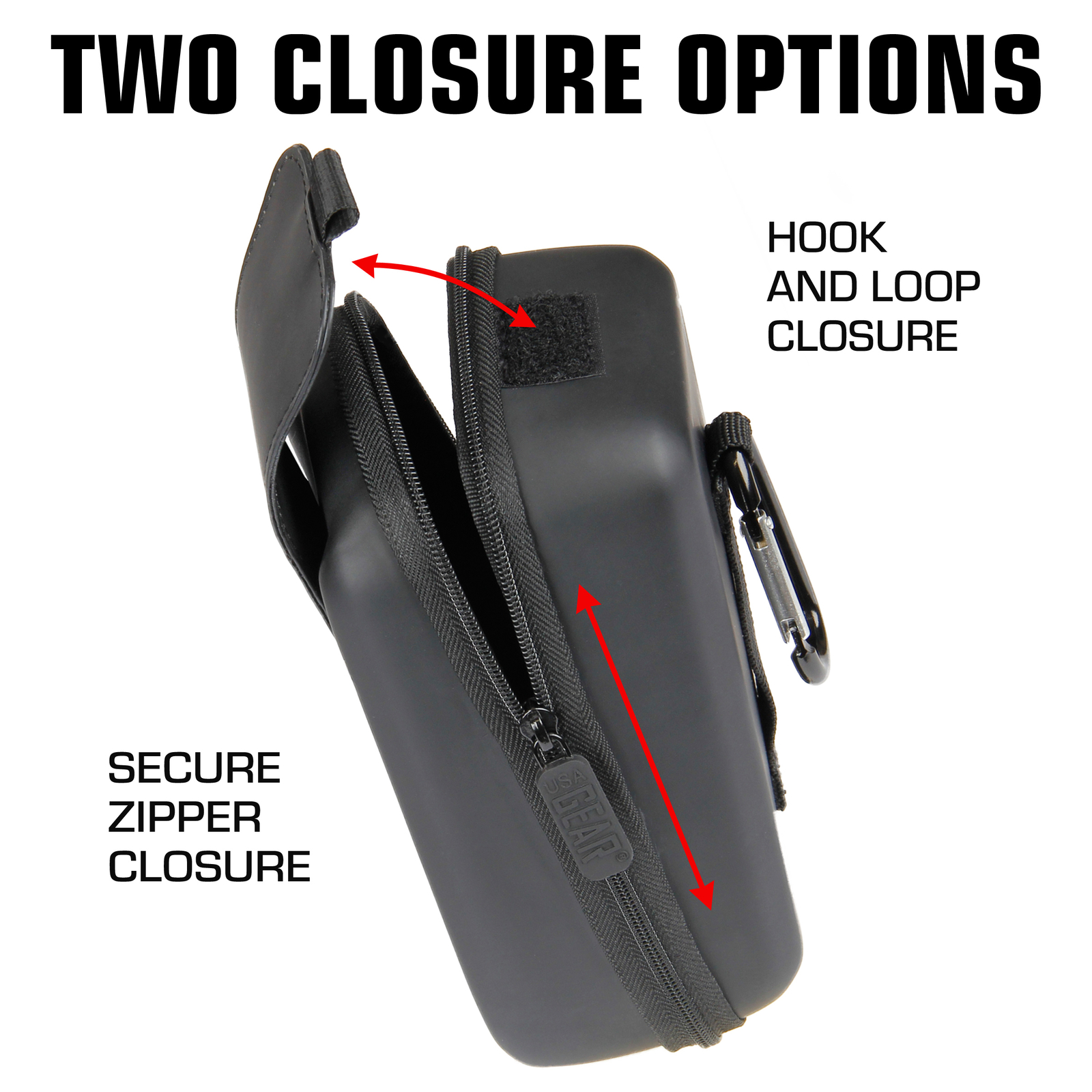 USA GEAR Hard Shell Glasses Case - Rugged Hard Case with Belt Loop - Black