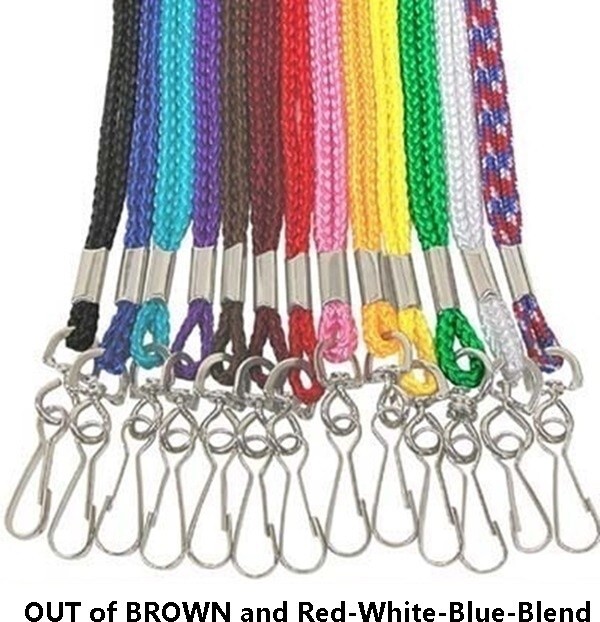 LOT 10 NECK Lanyards Straps with Hook forID/Keys ~ Braided Nylon ~ Pick COLORS!