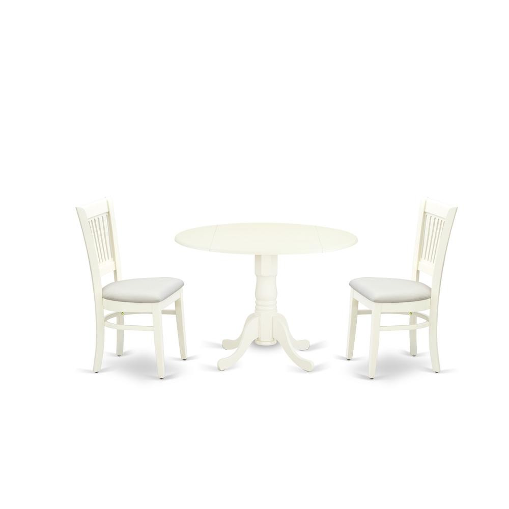 East West Furniture - DLVA3-LWH-C - 3-Piece Dinette Set- 2 Mid Century...