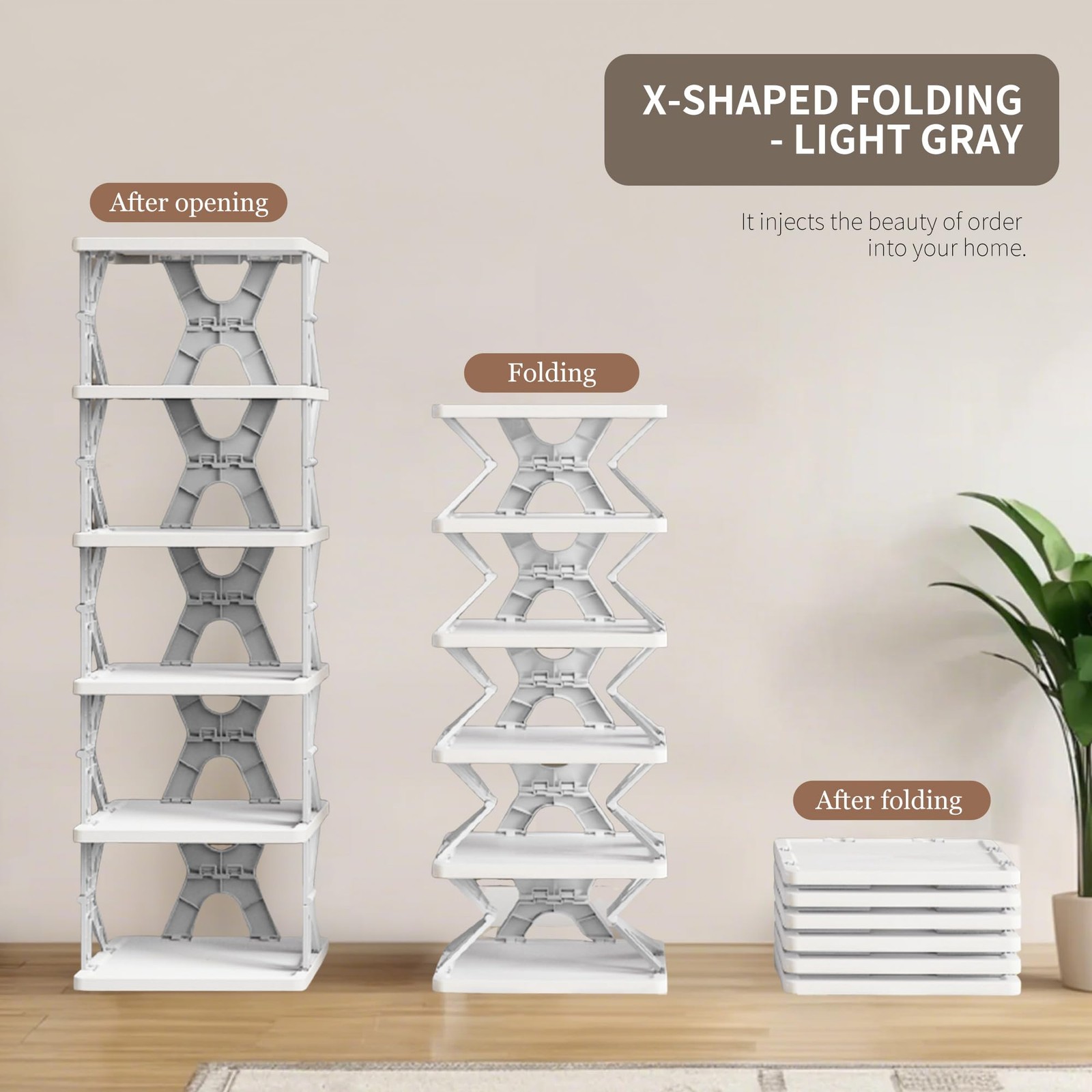 1 PCS Shoe Rack Collapsible Kids 6Tier Small Foldable Organizer Entryway
