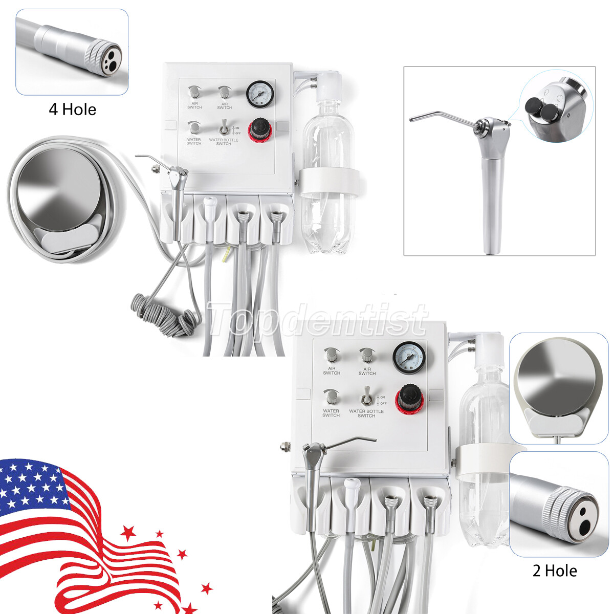 Portable Dental Turbine Unit Weak Suction work with Air Compressor 2Hole/4Holes