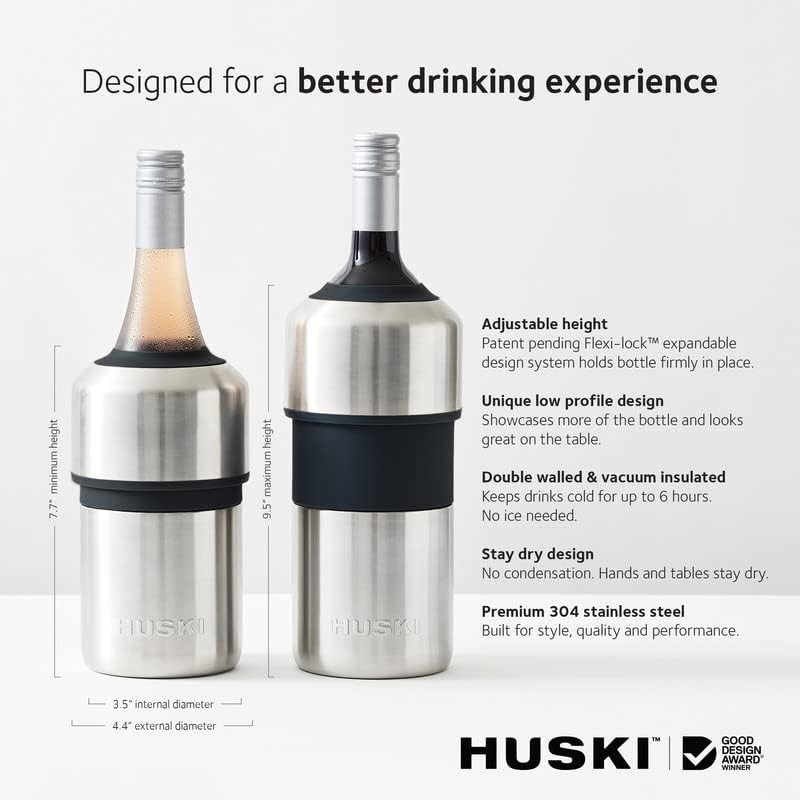 Next Generation Stainless Wine Cooler - Keeps Wine Perfectly Chilled 6 Hours