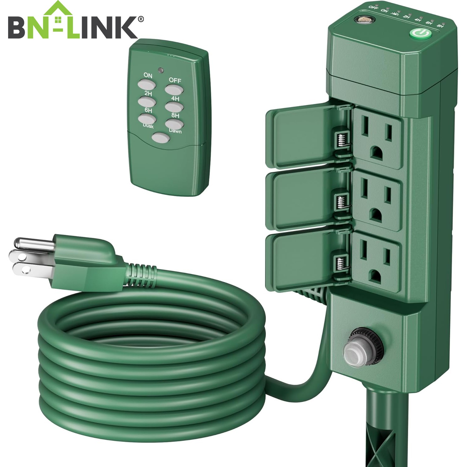 BN-LINK Outdoor Power Strip Yard Stake Timer (w Remote Control) with Photocell