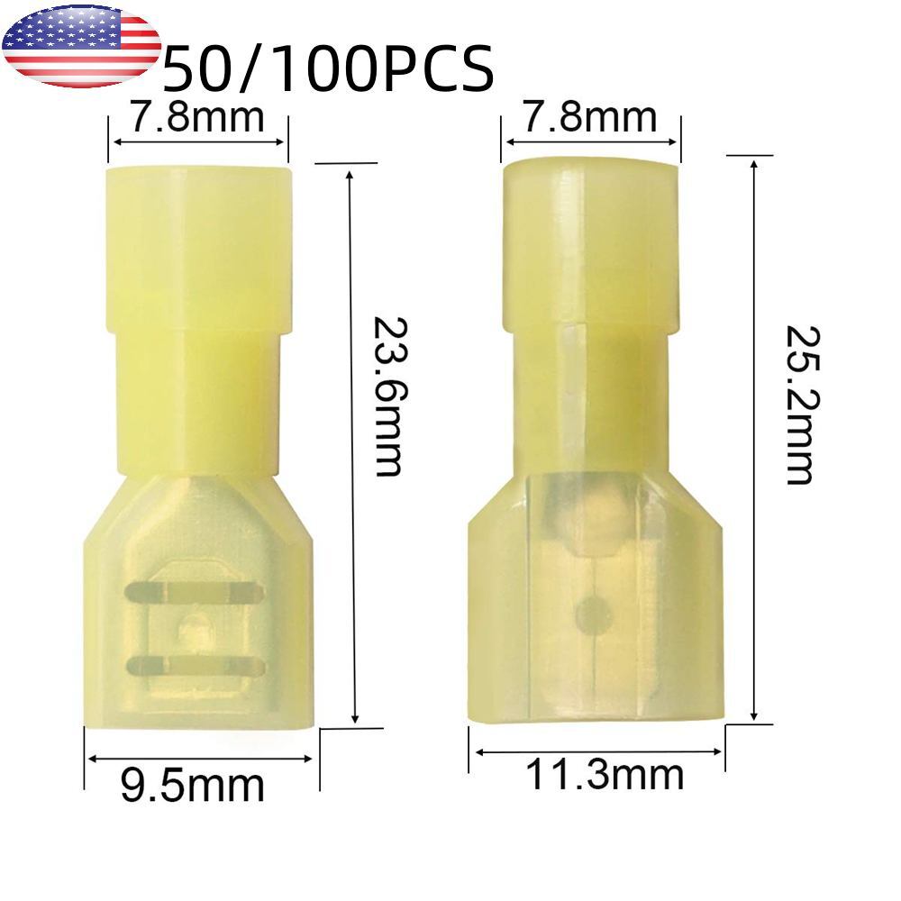 50/100 Nylon Insulated Female Male Spade Crimp Terminal Wire Connectors 12-10AWG