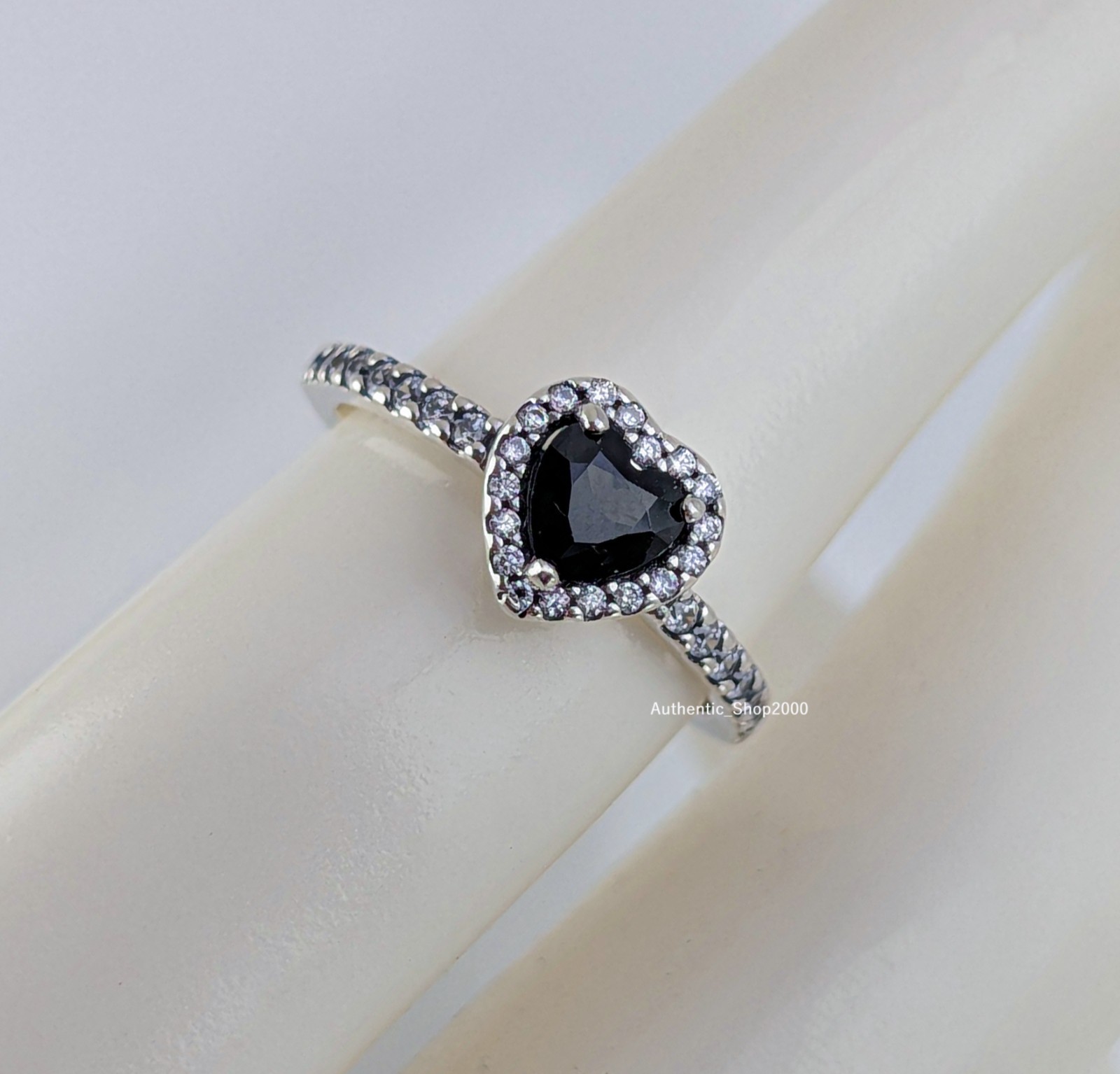 New 100% Authentic PANDORA 925 Sparkle Pave Elevated Black Heart Ring 198421C04