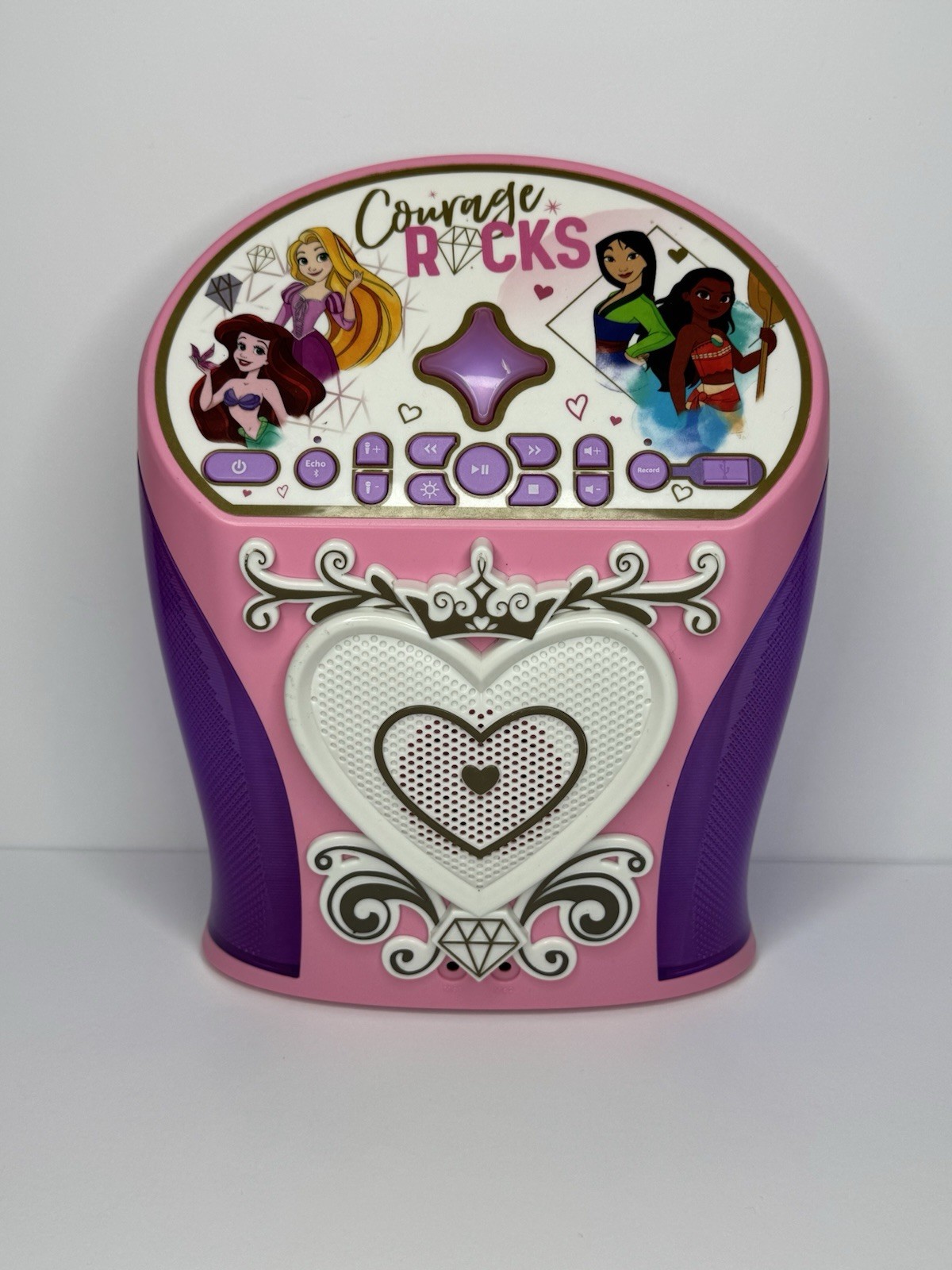 eKids Disney Princess Bluetooth Karaoke Machine EZ Link Tested No Mic