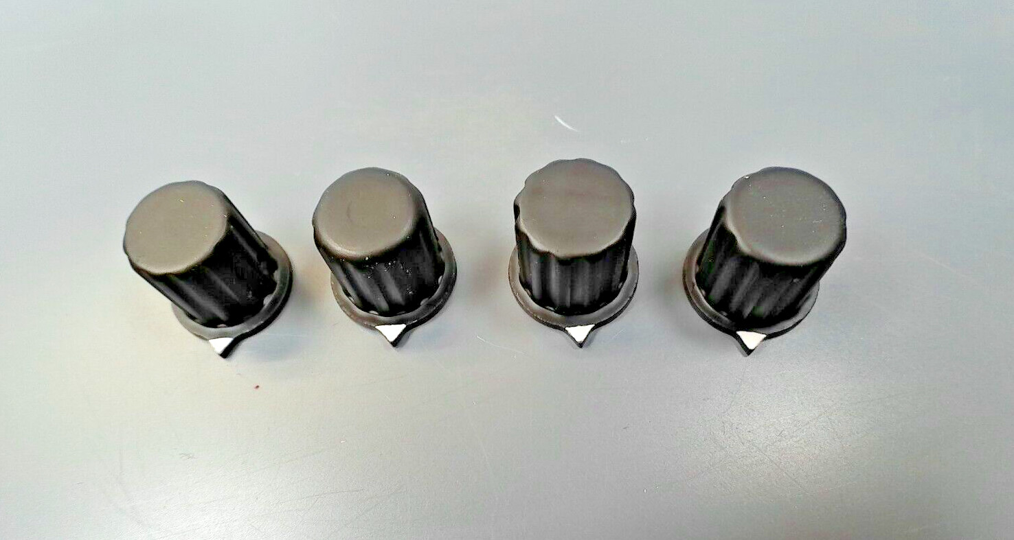 AVIONICS CONTROL KNOBS, FOR 1/8" SHAFT. SOLID ALUM, BLACK. QTY-4,  1 SET SCREWS