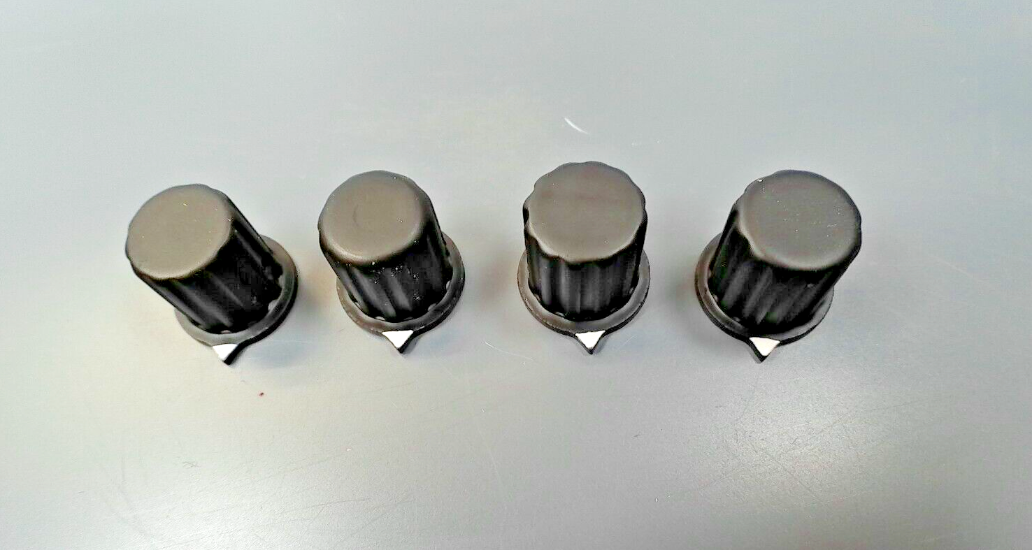 AVIONICS CONTROL KNOBS, FOR 1/8" SHAFT. SOLID ALUM, BLACK. QTY-4, 1 SET SCREWS