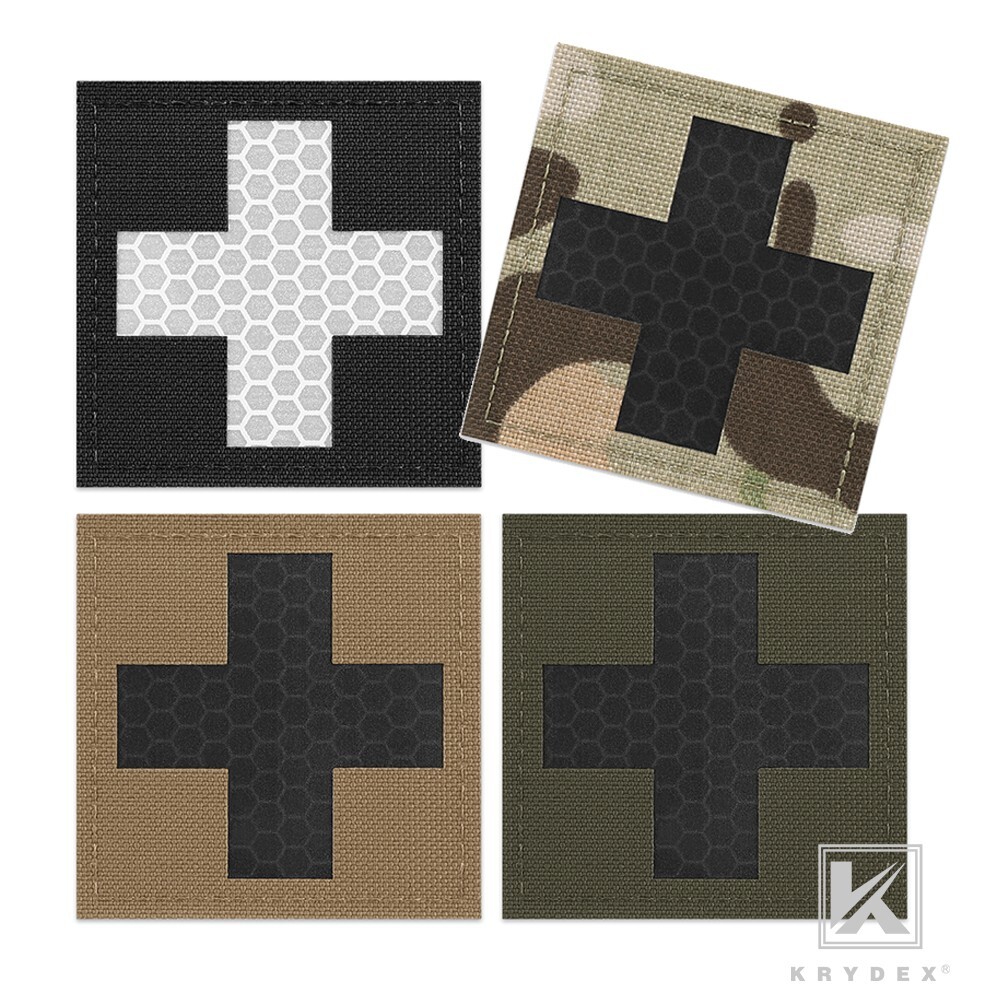 KRYDEX 2pcs Medical Cross Patches First Aid MED Trauma Badge Reflective 2x2 inch