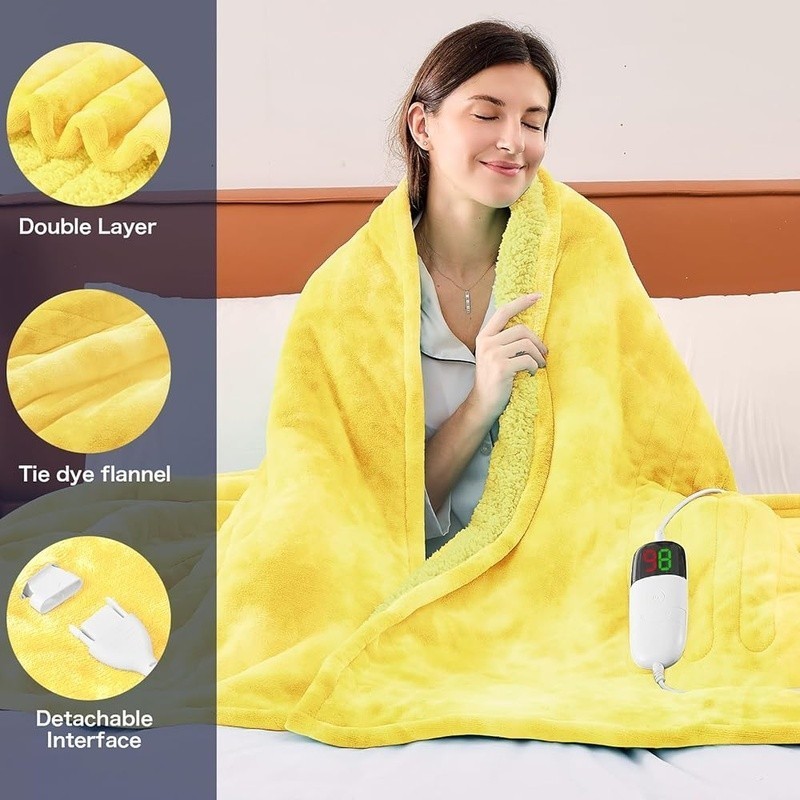 Cozy Electric Heating Blanket Faux Fur 10 Temp Settings Multi Use Auto Off