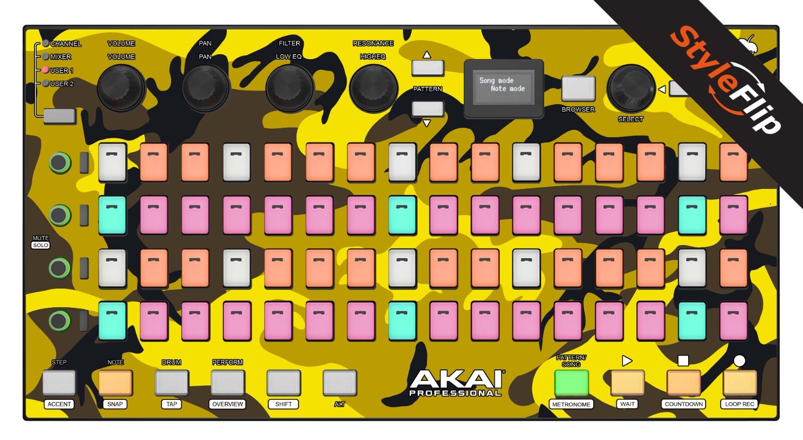 Akai Fire Skin | Camo Yellow | Protective Decal | StyleFlip Skins