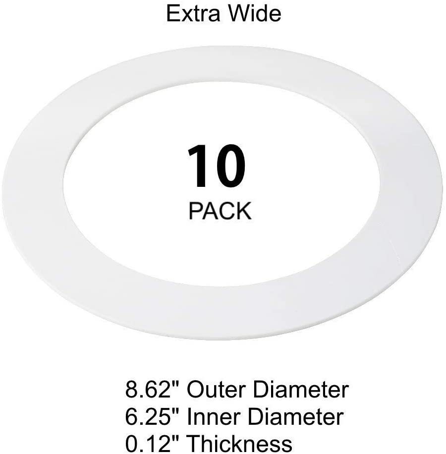 10 Pack White Plastic Trim Ring for 8" Inch