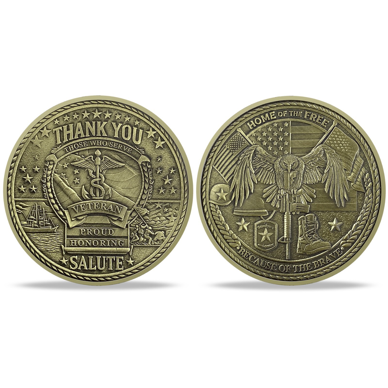 Veteran Military Challenge Coin - Honor Of The Free - Thank You for Your Service
