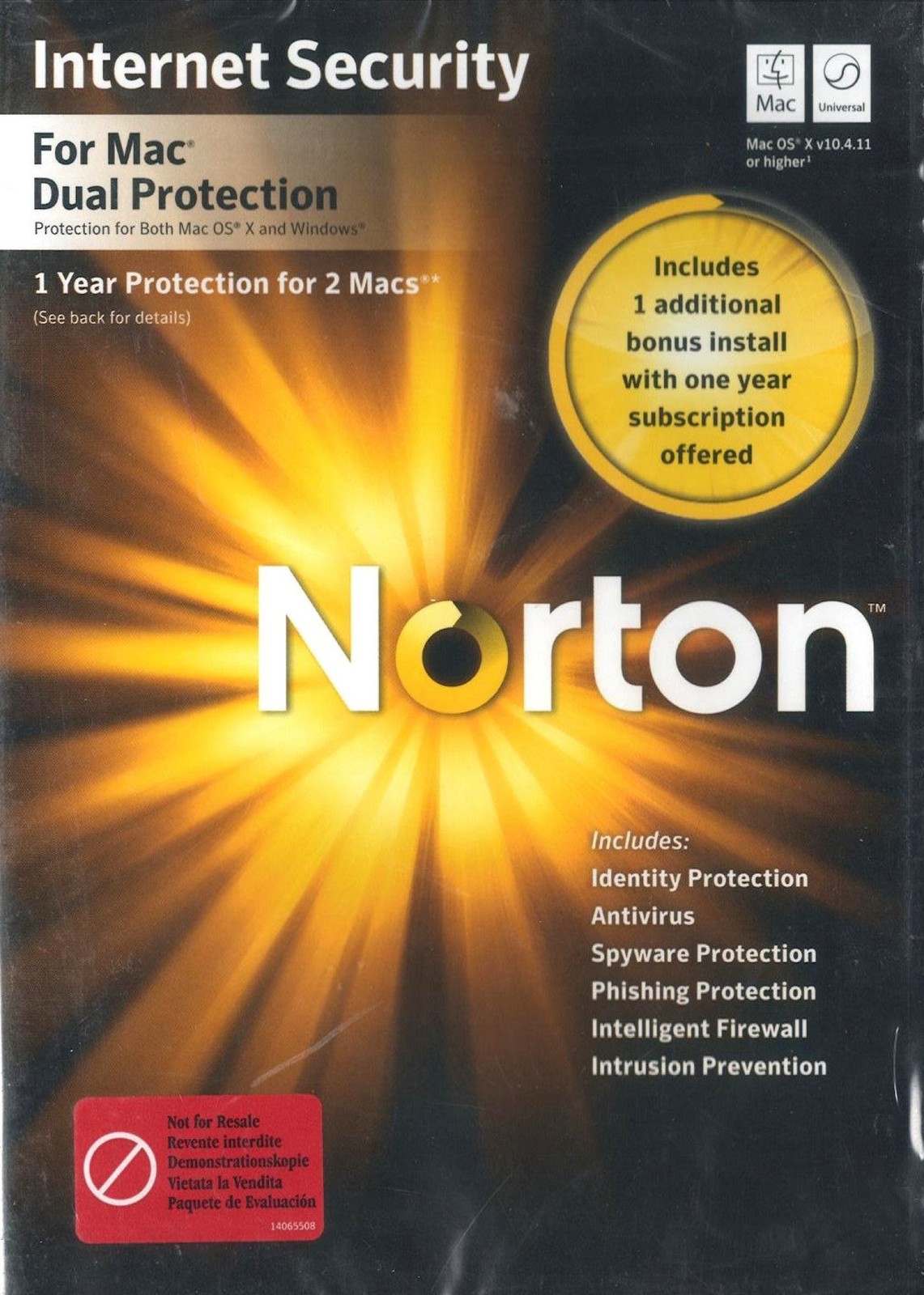 Symantec Norton Internet Security Dual Protection 2011 for Mac (1 User / 2 Macs
