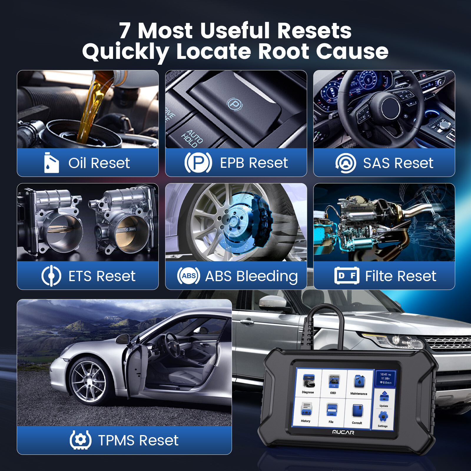 MUCAR CS6 OBD2 Scanner Code Reader Engine ABS SRS Transmission Diagnostic Tool