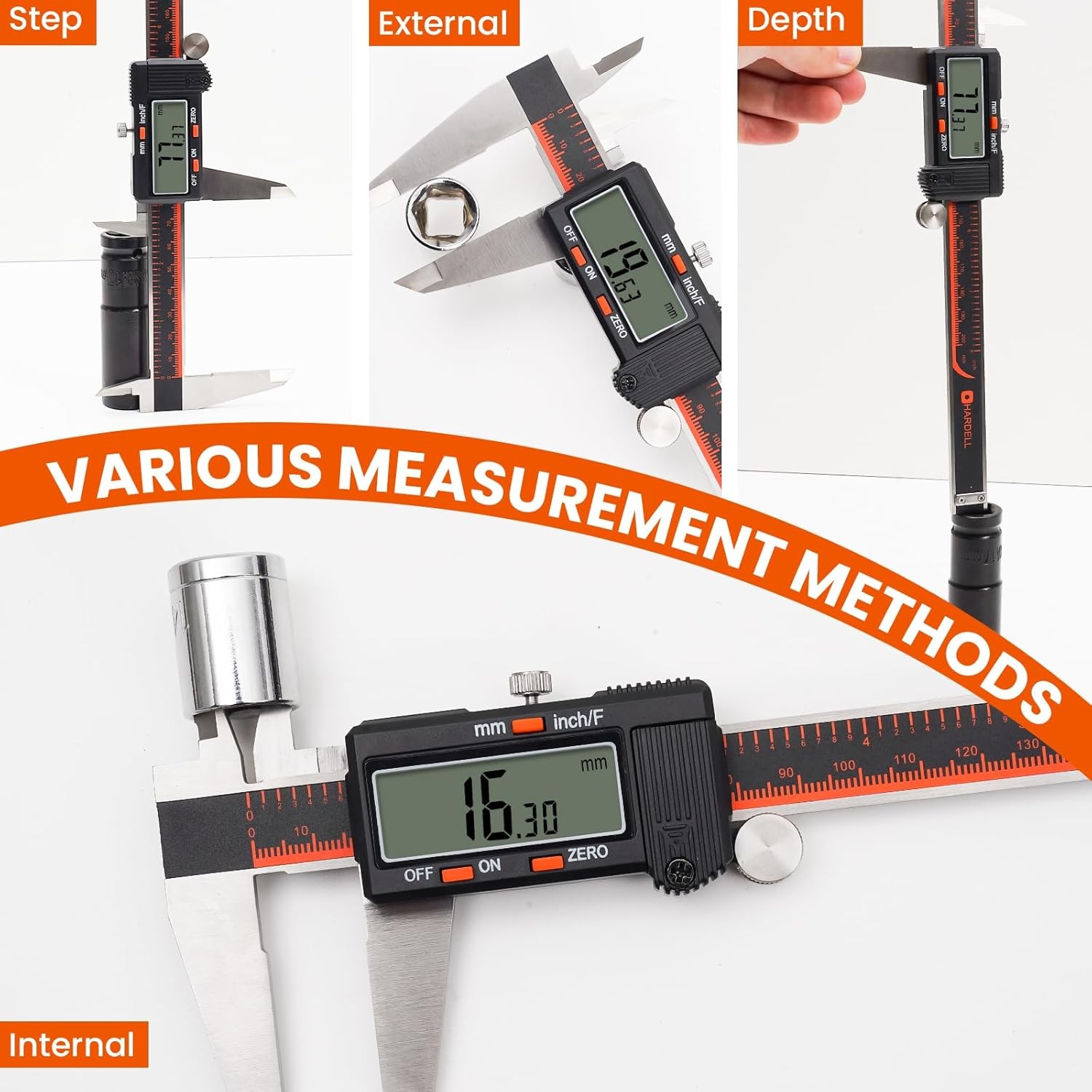 Digital Caliper, 0-8 Inch Caliper Measuring Tool with Large LCD...