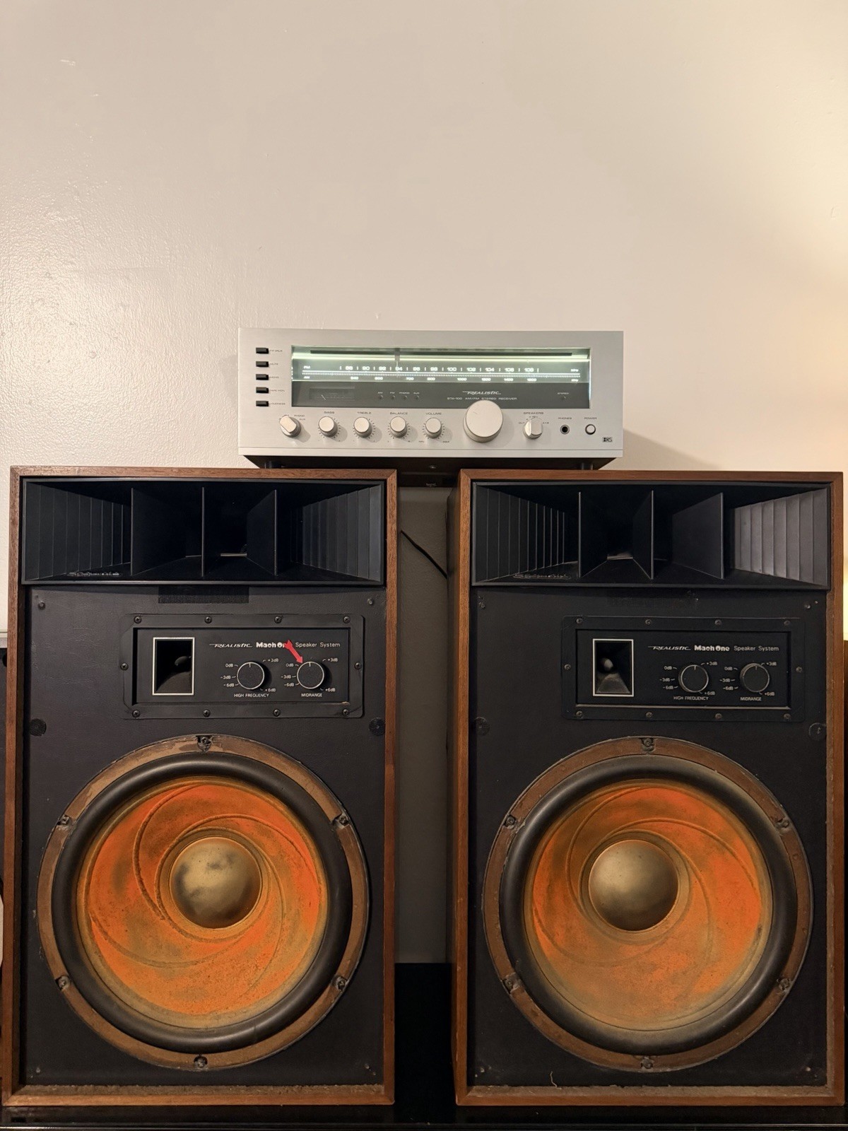 Realistic STA-100 Receiver + Mach One Speakers Vintage Stereo Tested Works