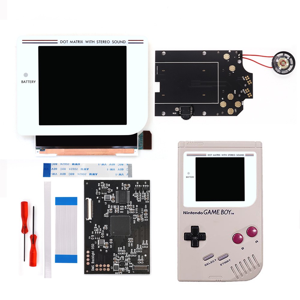 White Screen GB Q5 Laminated IPS LCD screen Kits+Pre-cut Shell For Gameboy DMG